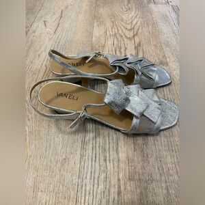 Vaneli Shimmering Silver Sandals